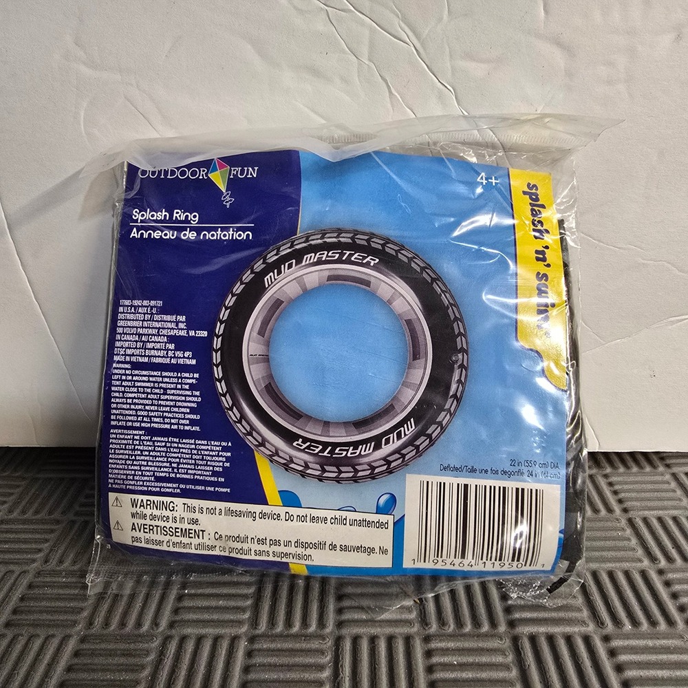 Outdoor Fun Splash Ring Inflatable Pool Float Mud Master Tire Design 22 Inch NEW